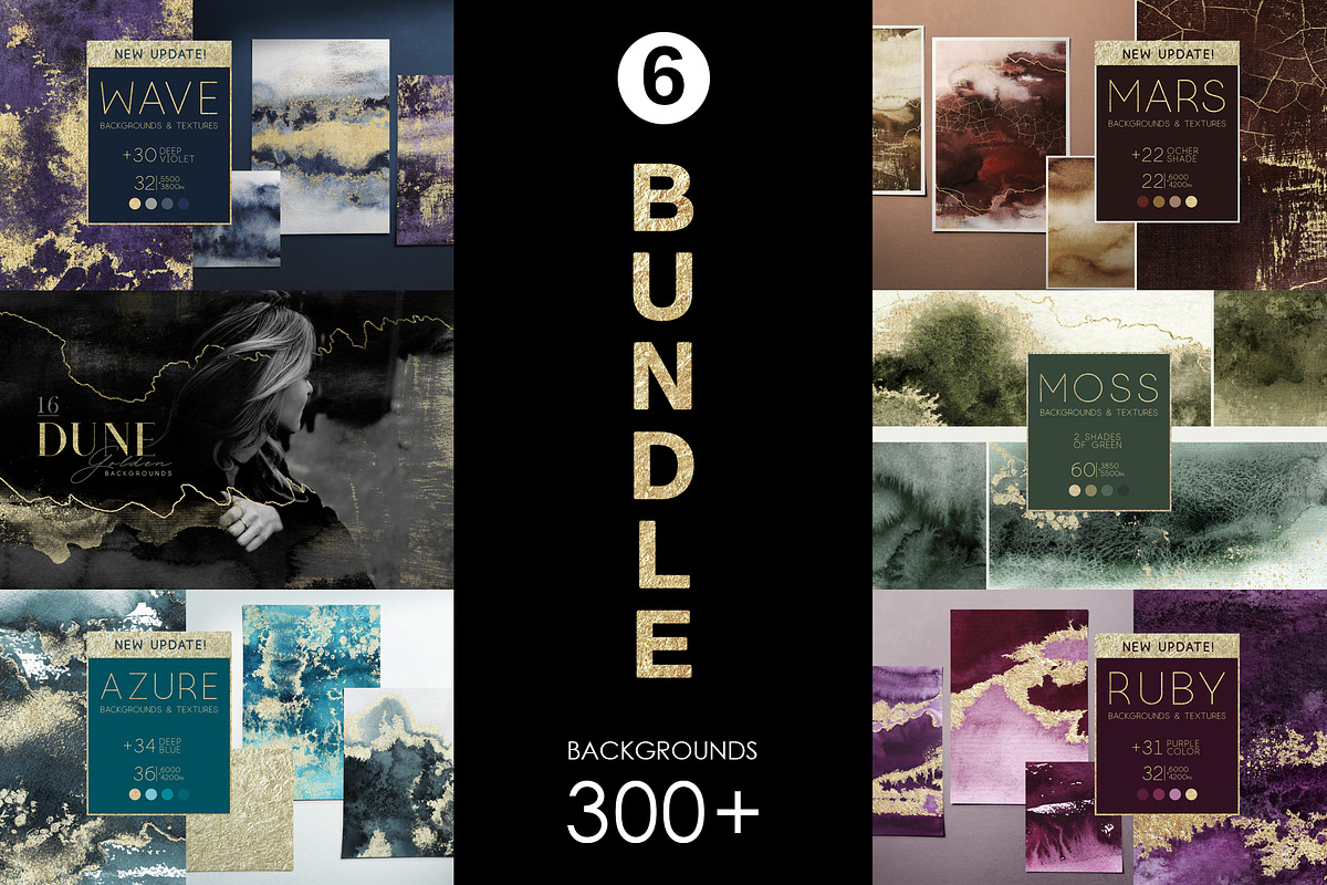 BUNDLE  300+ Backgrounds 6 in 1, a Texture Graphic by Anastezia Luneva (Photo 1 of 7)