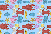 Sea creatures Seamless Patterns Set, an Animal Illustration by Eve of Art (Thumbnail 2 of 5)