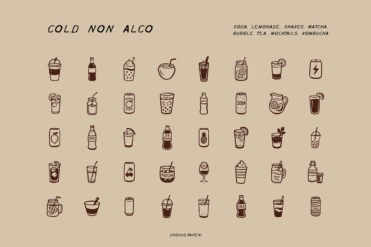 DRINKS Illustrations | Bar Icons, a Food Illustration by Crocus Paperi (Photo 3 of 7)