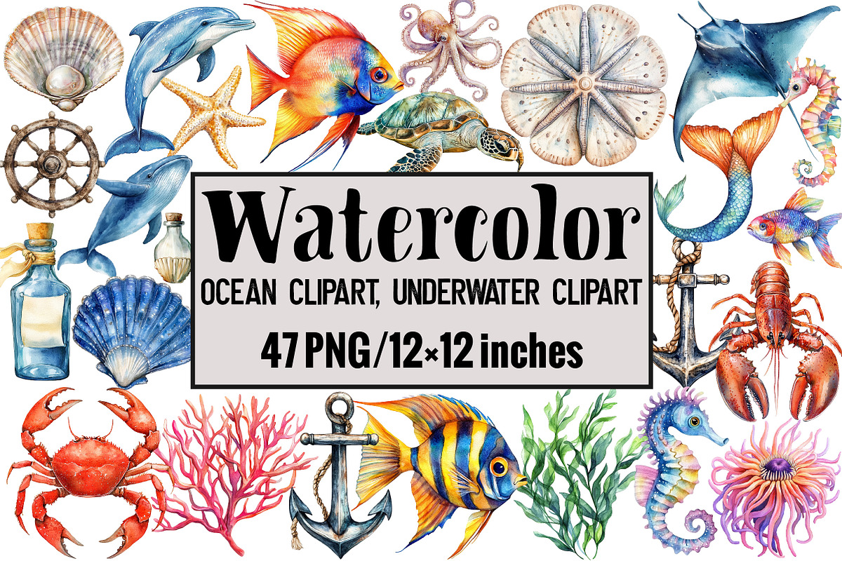 Ocean Clipart, Underwater Clipart, an Illustration by Design Market (Photo 1 of 4)