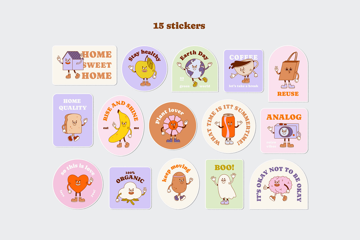 Retro Mood. Cartoon characters., a Decorative Illustration by Sweet Corner (Photo 7 of 12)