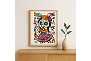 Day of the Dead Girl Wall Art Cute, a Background Graphic by LaseredNinja (Thumbnail 3 of 7)