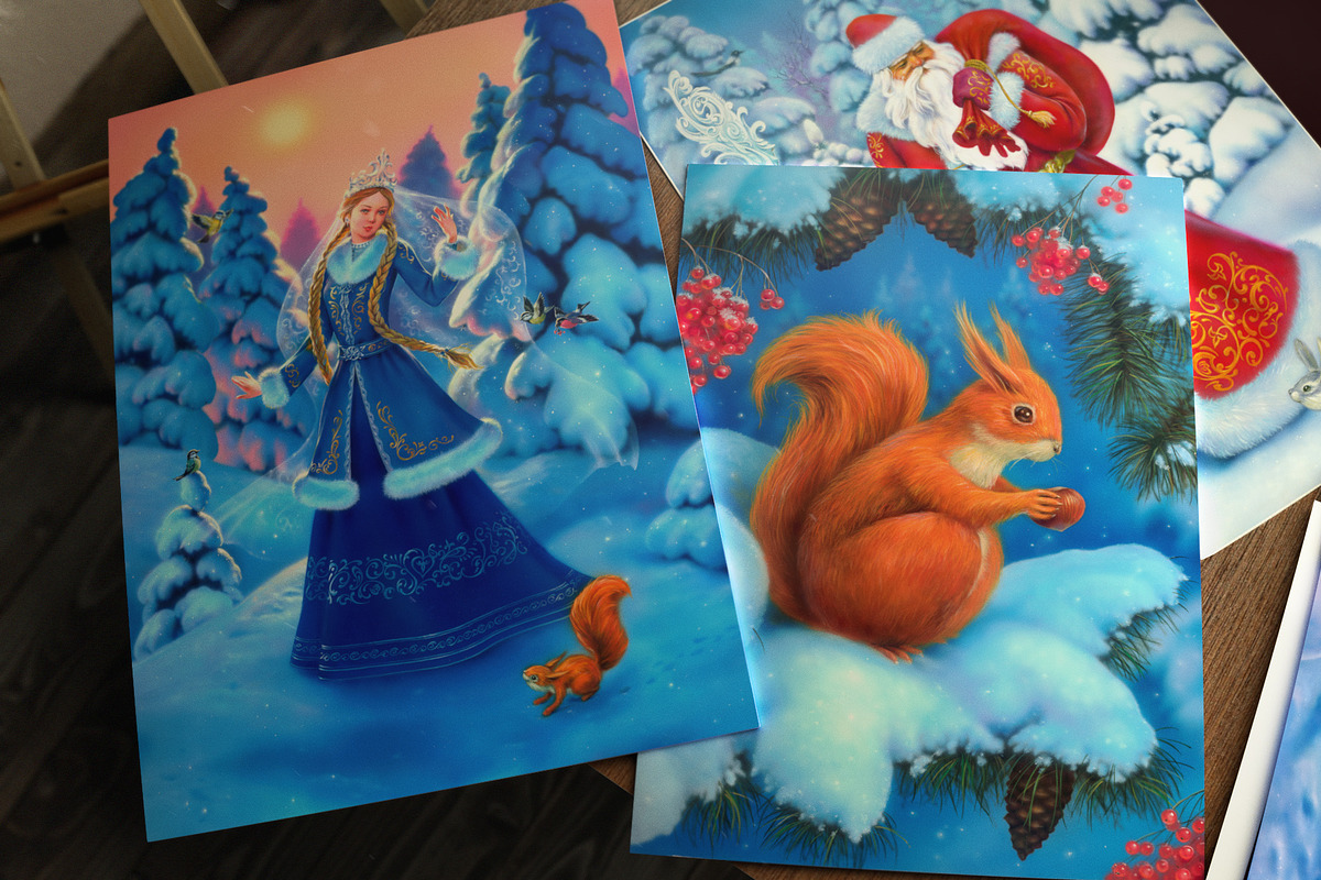 Winter Holidays Greeting Art Set, an Illustration by Eldar Zakirov's (Photo 2 of 12)
