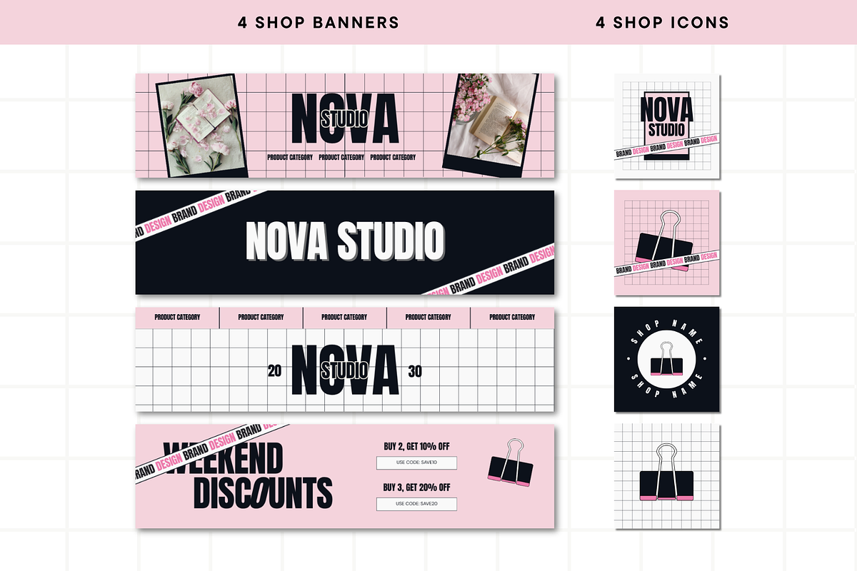 Modern Pink Etsy Shop Kit Template, a Branding & Logo Template by Anna Design Studio (Photo 3 of 8)