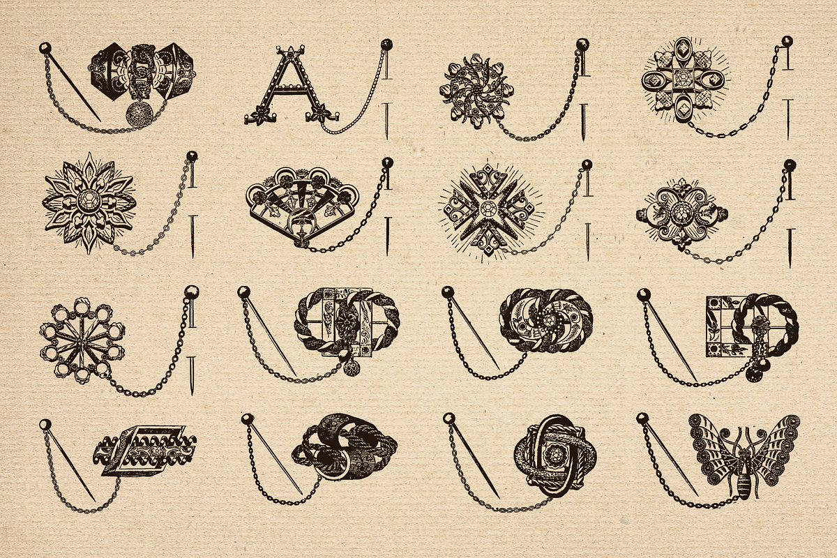 80+ Vintage Illustrations - Brooches, an Illustration by Meglenov (Photo 5 of 8)