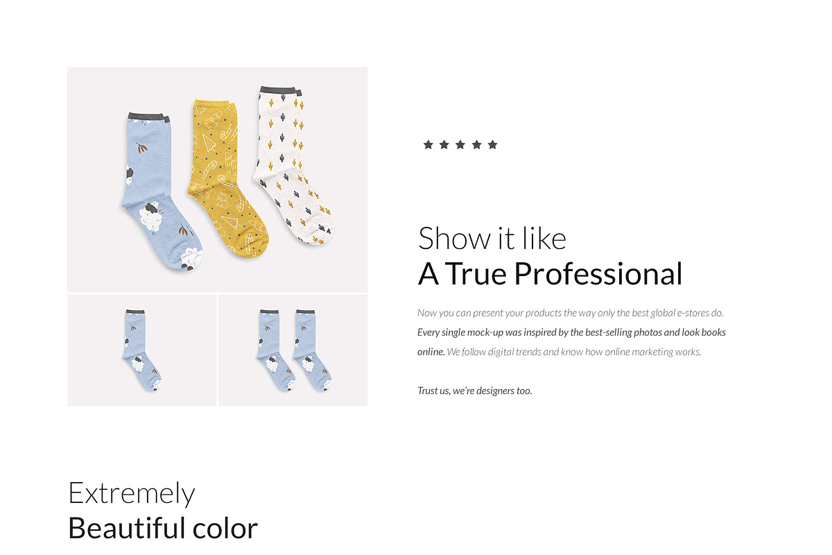 Melange Classic Socks 9x Mock-ups, a Print Template by Mocca Mockups Store (Photo 3 of 5)