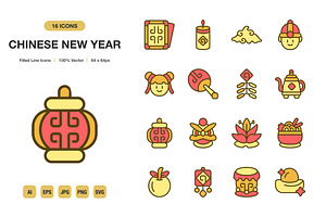 Chinese New Year Color Icons, an Icon by Spacepixel Creative