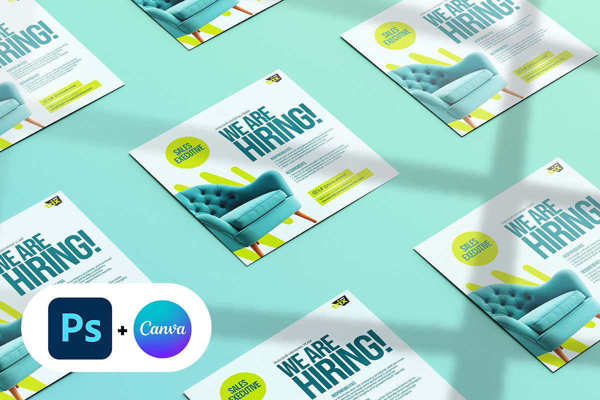 Square Hiring and Vacancy Flyer, a Social Media Template by Vintage Impressions (Photo 4 of 6)
