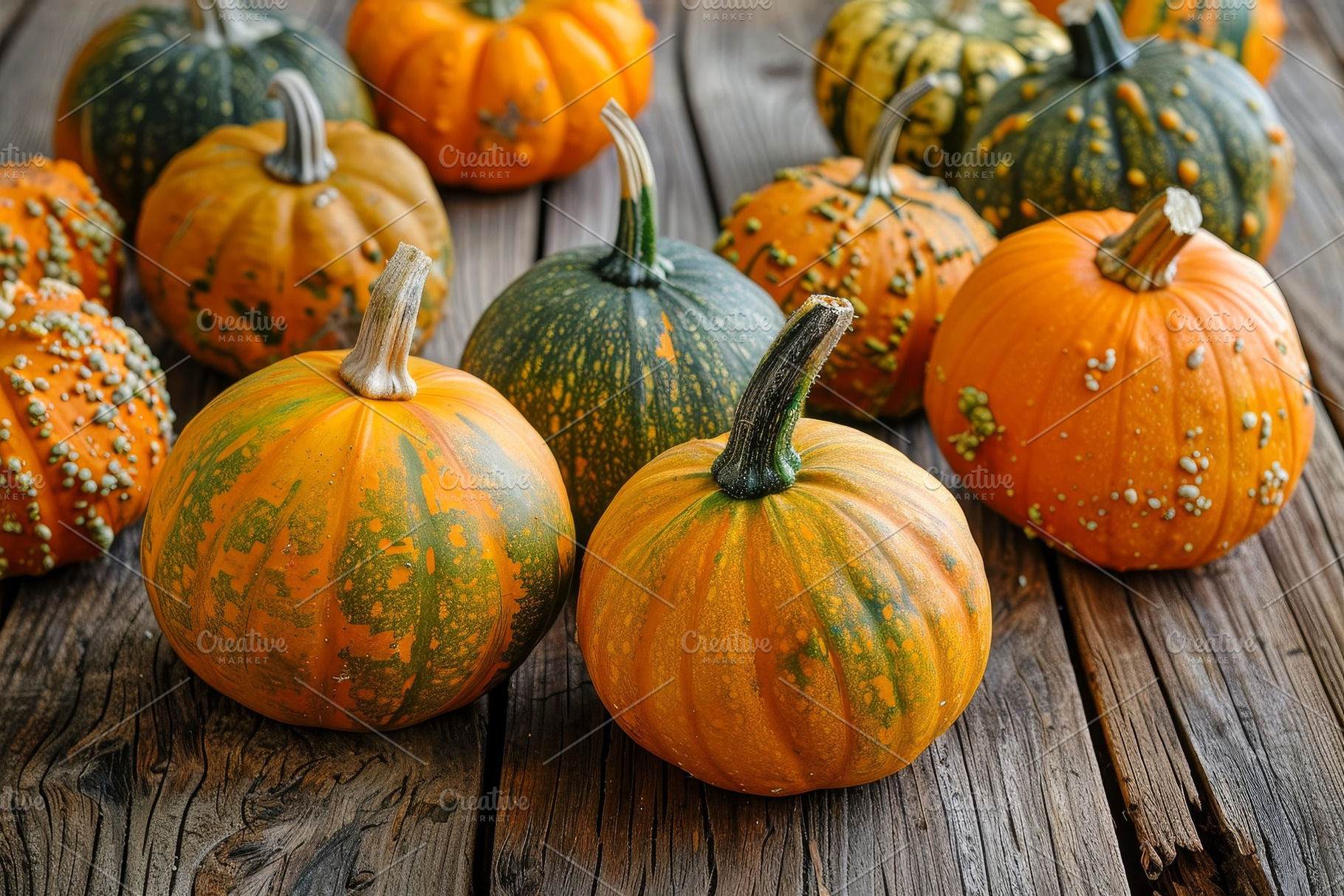 Several pumpkins arranged on a weath, a Photo by Iftikhar Alam
