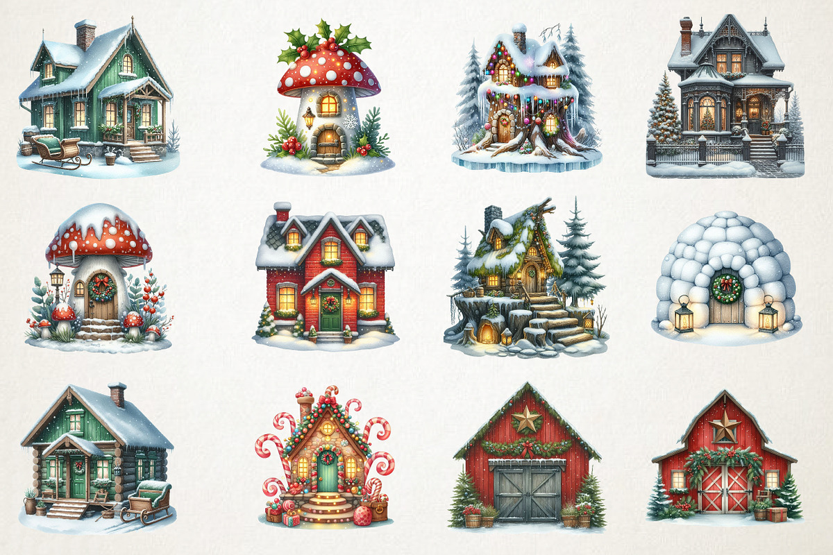 Christmas House Clipart, an Illustration by RobertsArt (Photo 5 of 7)