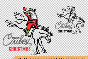 Cowboy Santa Driving Horse Svg, Png