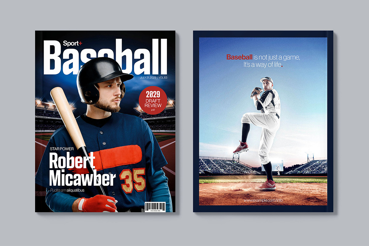 Baseball Magazine Template, a Magazine Template by BrandPacks