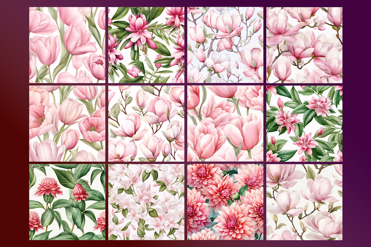 Watercolor Pink flowers pattern, a Pattern Graphic by Forhadx5