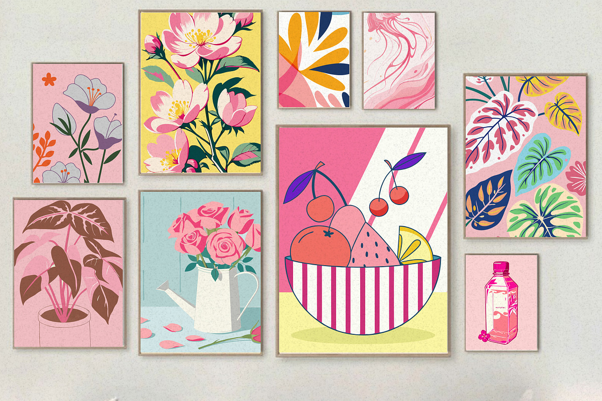 Blush Pink Wall Art Set, a Wallpaper Graphic by Helospace (Photo 3 of 10)