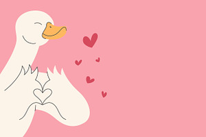 Template with Duck Making a Heart, an Animal Illustration by PsychocheArt