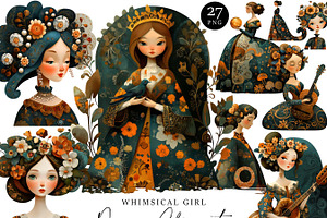 Whimsical Girl Dames Clipart Bundle, a Person Illustration by Design Scotch