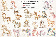 Neutral Unicorn Clipart, an Illustration by Watercolor design (Thumbnail 1 of 12)