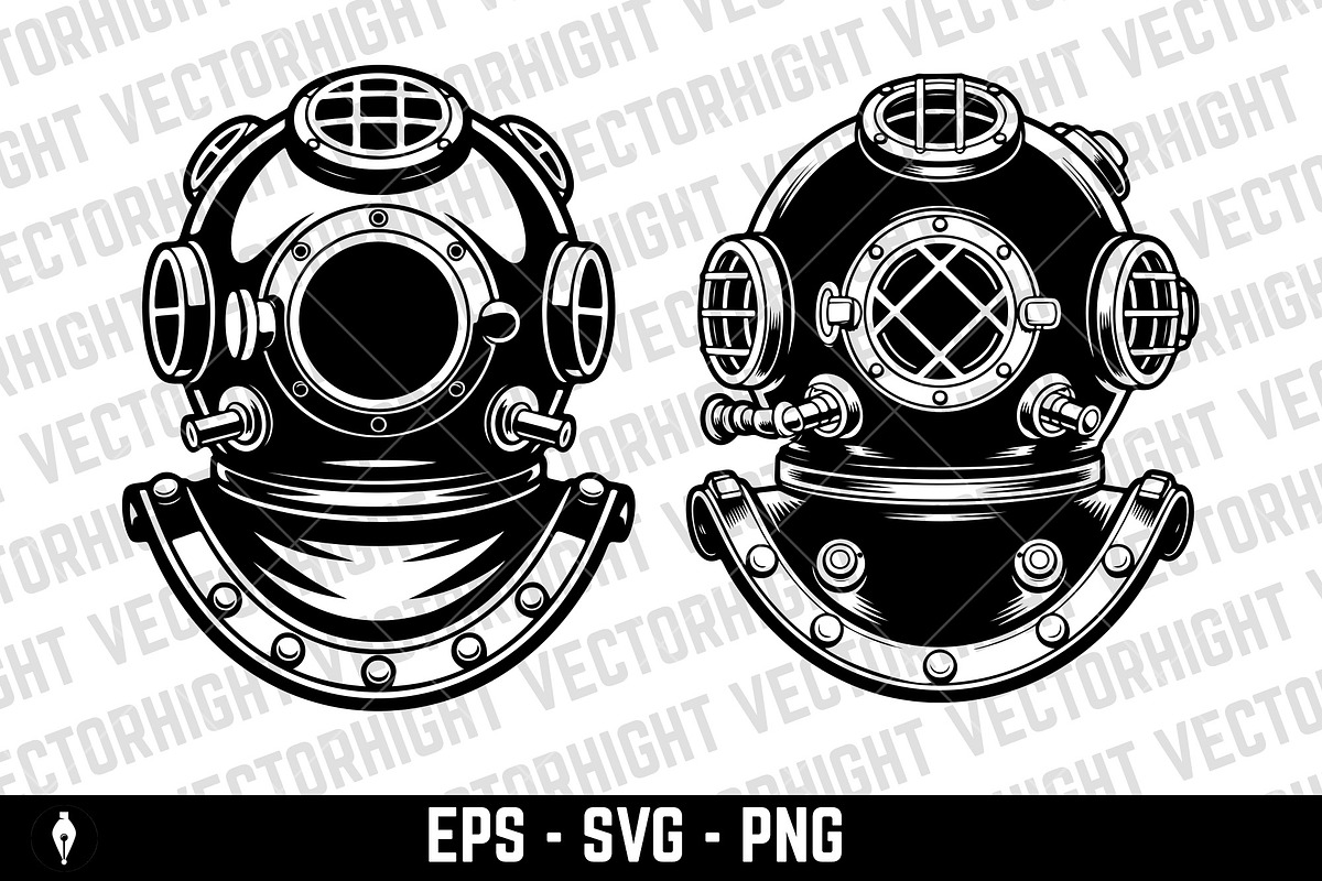 Vintage deep sea diver helmet, an Object Illustration by Vectorhight (Photo 3 of 4)