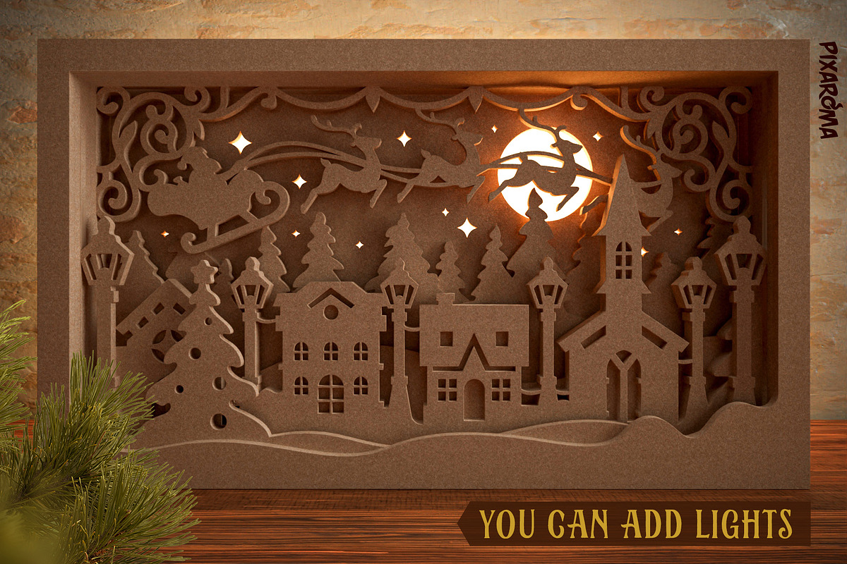 Christmas Village 3D Layered SVG Cut, an Illustration by pixaroma (Photo 8 of 16)