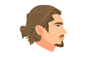 Hipster Profile Icon. Colored Vector