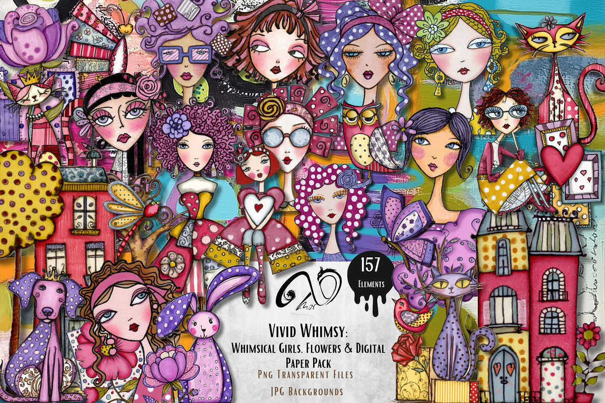 Vivid Whimsy: Whimsical paper dolls, a Person Illustration by NiiiNArt (Photo 1 of 7)