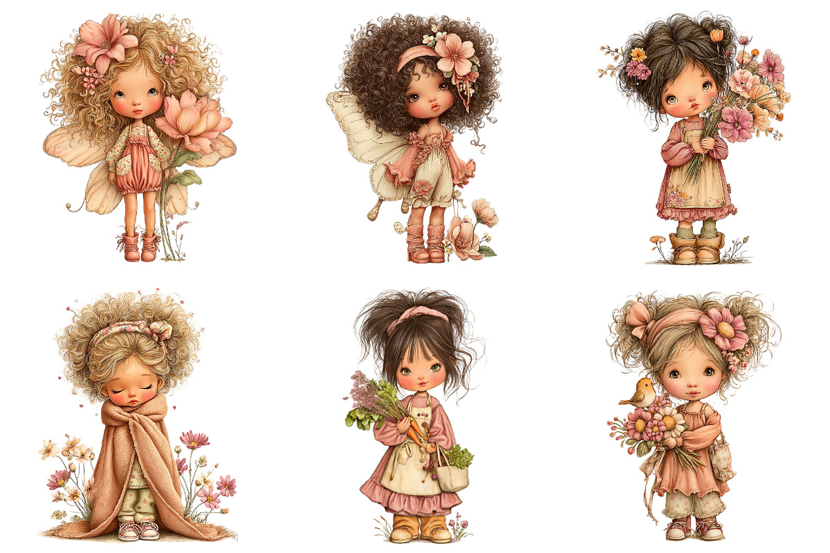 Shabby Cottage Girl Clipart Bundle, a Seasonal Illustration by Daily.Designs (Photo 5 of 5)