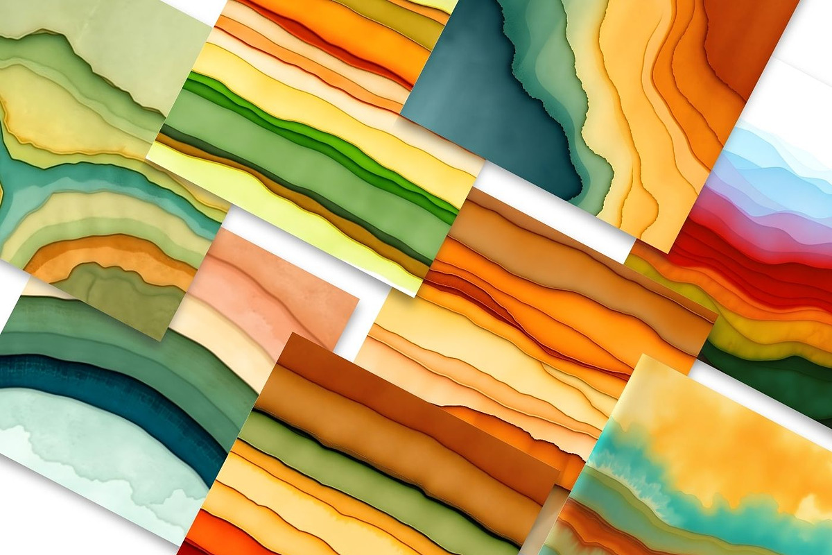50 Watercolor Earth's Desert Layers, a Background Graphic by UniqueMe (Photo 6 of 14)