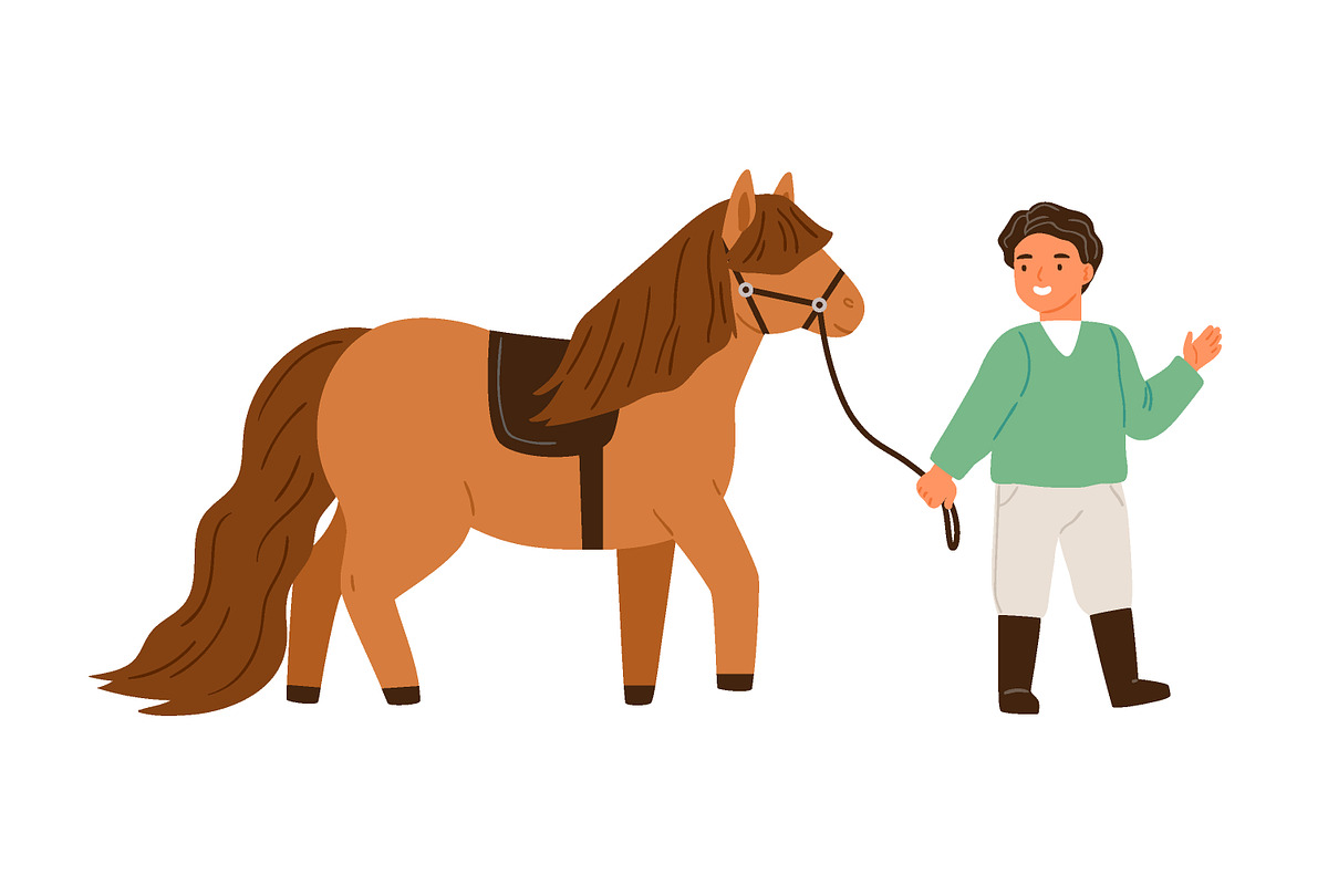 Cute children with ponies set, an Animal Illustration by Good Studio (Photo 4 of 7)