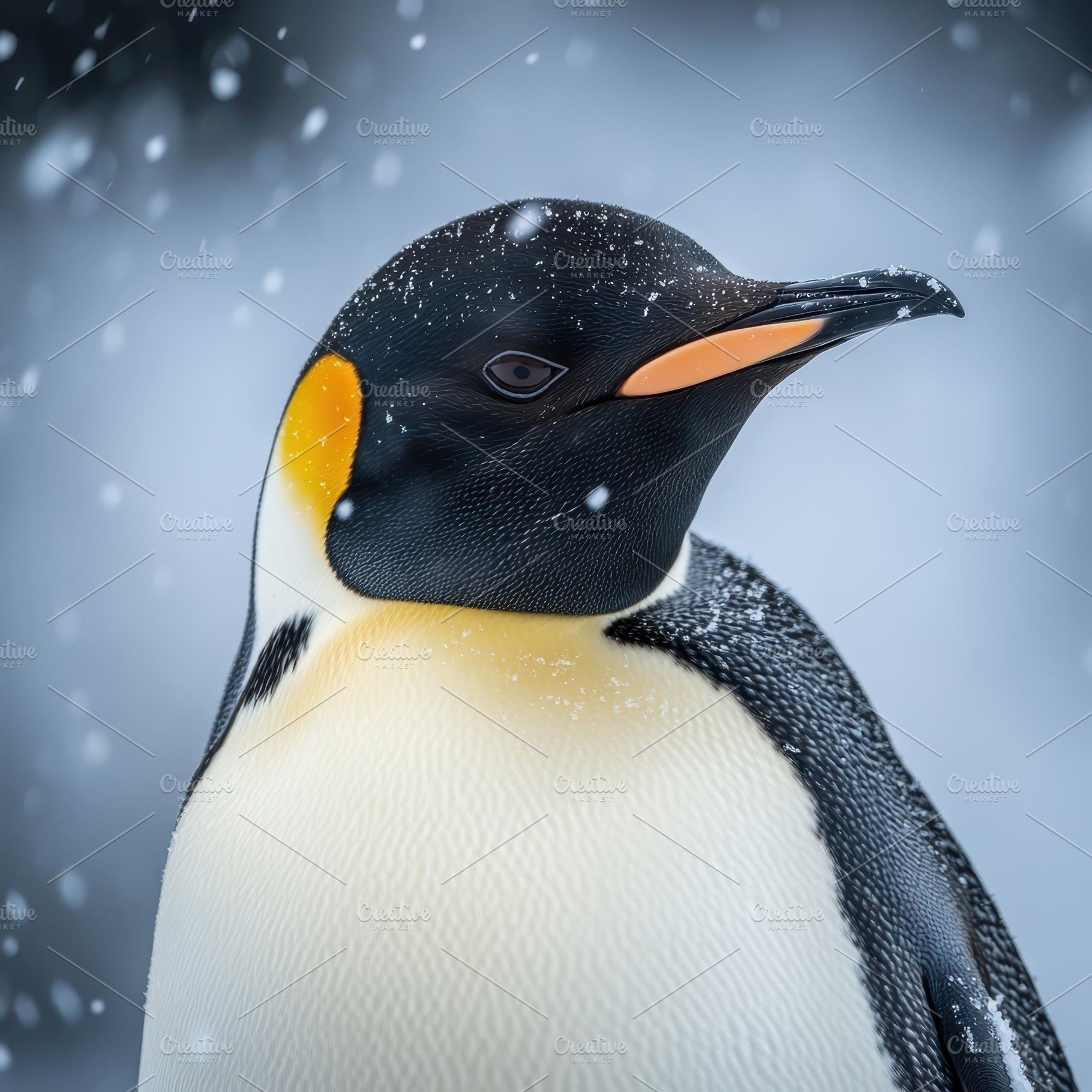 Emperor Penguin in Snowstorm Antarct, an Animal Photo by Pixeness Studio