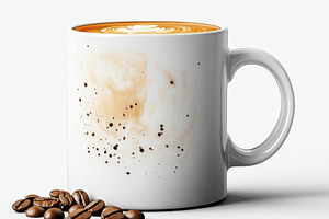 Latte Art in a Mug Coffee Beans Scat, a Food & Drink Photo by Pixeness Studio
