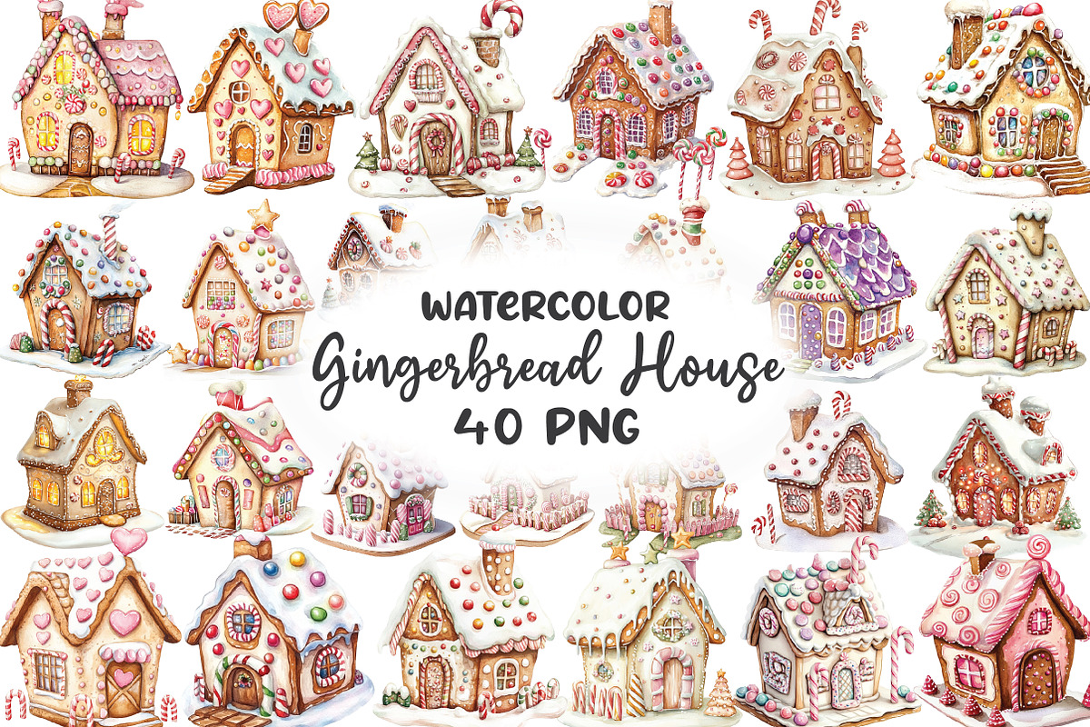 Christmas Whimsical Gingerbread Hous, an Illustration by CraftArtStudio (Photo 1 of 6)