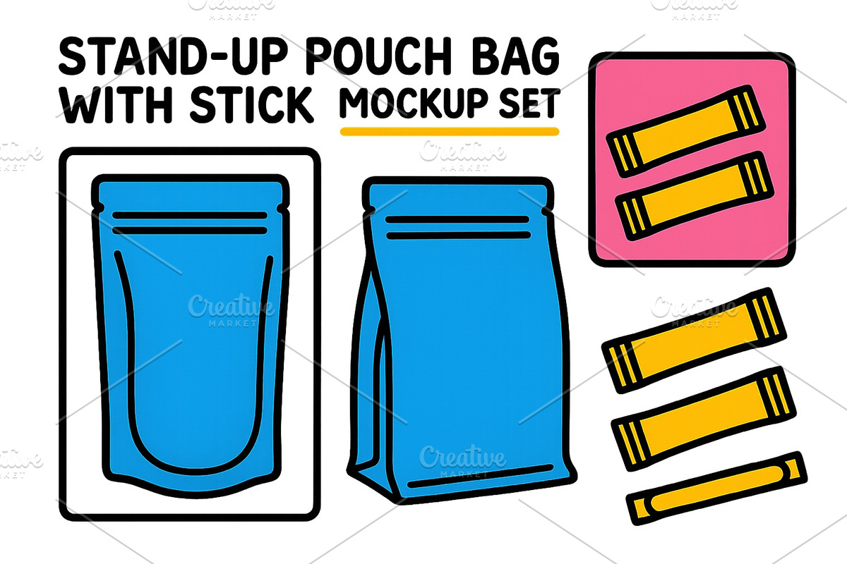 Stand up pouch bag mockup design, an Illustration by ZinetroN