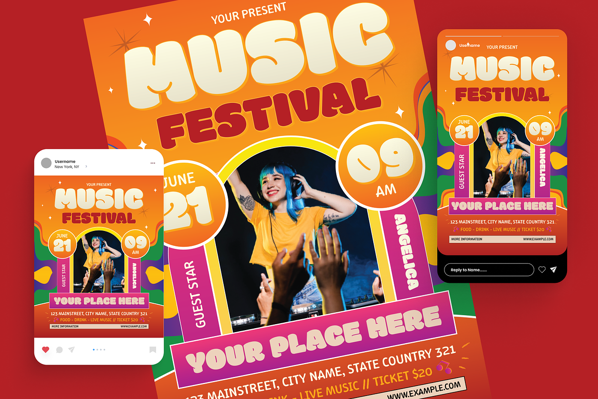 Music Festival Flyer Set, a Flyer Template by Annora Studio (Photo 4 of 6)