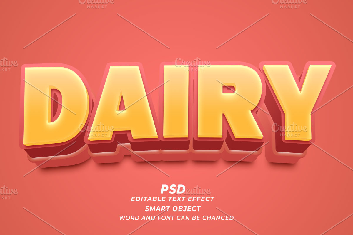 Dairy PSD 3D Editable Text Effect, a Layer Style Add-On by TrueVector (Photo 1 of 2)