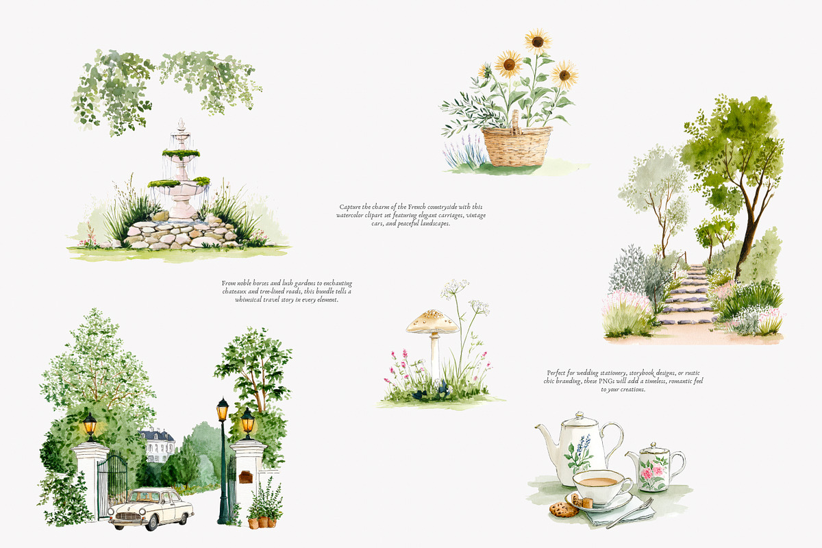 France with this French Countryside, a Decorative Illustration by Patishop Art (Photo 3 of 10)