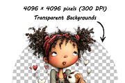 Whimsical Girl and Dog Love Clipart, an Illustration by one-touch (Thumbnail 8 of 18)