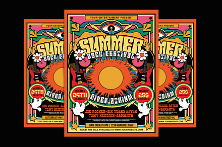 70's Retro Rock Music Festival, a Flyer Template by Muhamad Iqbal hidayat