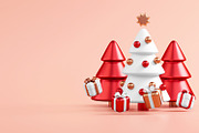 Christmas Banner 3D Illustration, a Seasonal Illustration by TandemStock (Thumbnail 3 of 4)