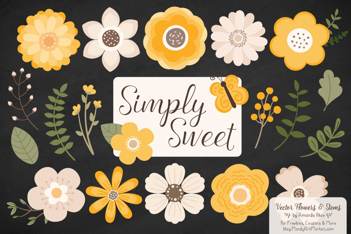 Flower Clipart in Sunshine Yellow, an Illustration by Amanda Ilkov (Photo 2 of 4)