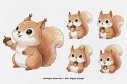 15 Bundle Watercolor Kids Squirrel, an Animal Illustration by Morspective (Thumbnail 7 of 8)
