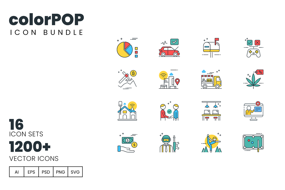 1200+ Icons - colorPOP Vector Bundle, an Outline Icon by Flat Icons