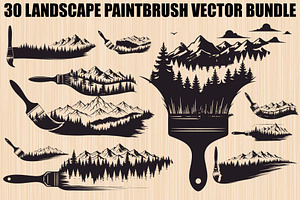 Nature Landscape Paintbrush Design B, an Illustration by Designs_River