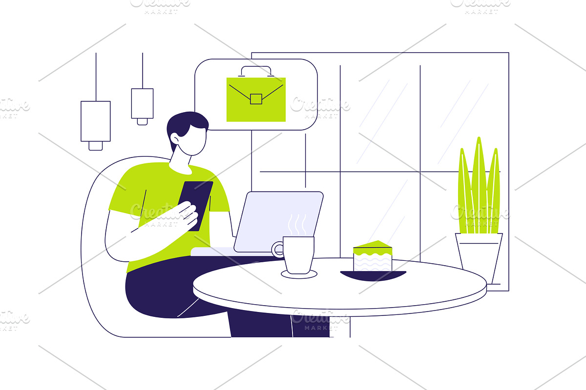 Working in a coffee shop isolated, a Finance Illustration by Visual Generation