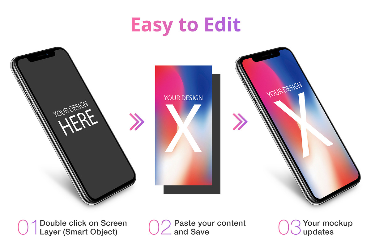 iPhone X Mockups, an iPhone Mockup by RadekBroz (Photo 2 of 7)