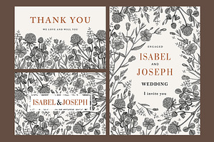 3 Wedding Cards Clover Linum Flax