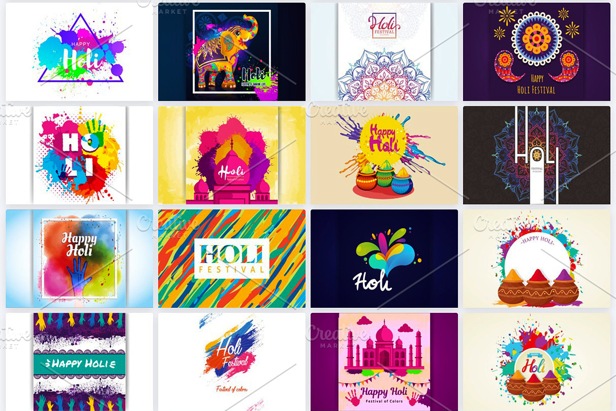 Holi Festival Backgrounds Collection, an Illustration by naem021 (Photo 7 of 10)