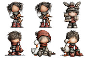 Winter Girls with Animal Friends, an Illustration by Daily.Designs (Thumbnail 2 of 5)