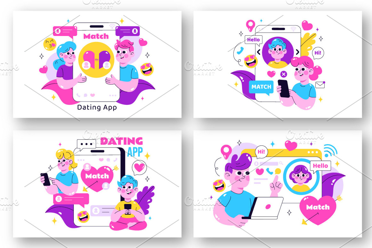 10 Online Dating App Illustration, a Person Illustration by denayunebgt (Photo 2 of 4)
