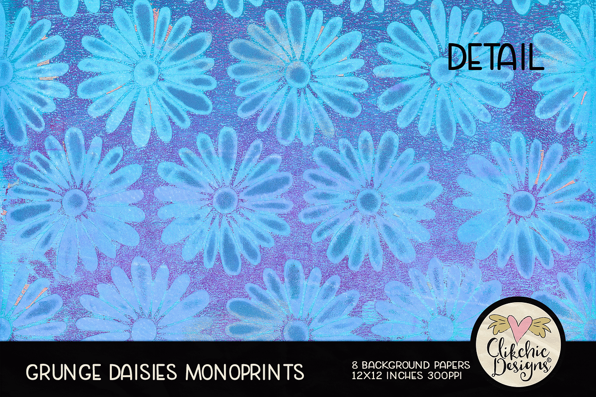 Grunge Daisies Monoprint Backgrounds, a Texture Graphic by Clikchic Designs (Photo 5 of 5)