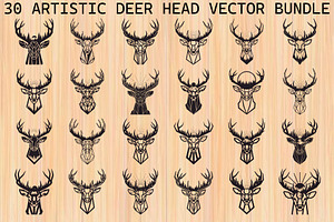 Artistic Geometric Deer Head Bundle, an Illustration by yasushie